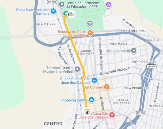 Mapa ilustrativo do percurso da caminhada